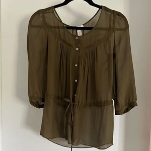 J. Crew 100% Silk - Green Blouse - Size 0 / XS